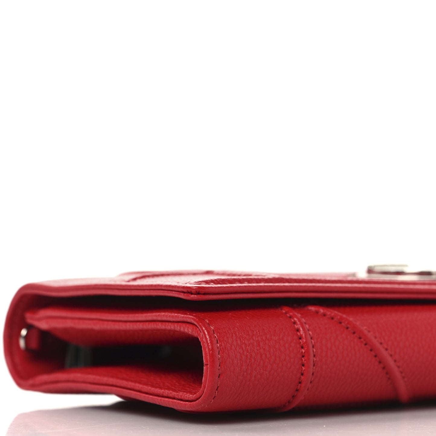 Grained Calfskin Diorama Croisiere Chain Wallet Red