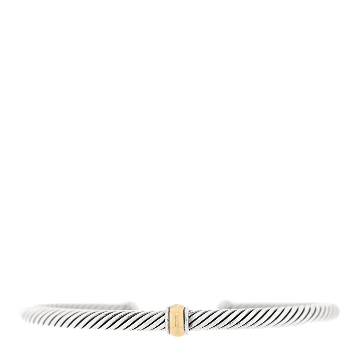 David Yurman Sterling Silver 18K Yellow Gold 4mm Station Cable Bracelet 1 of 3