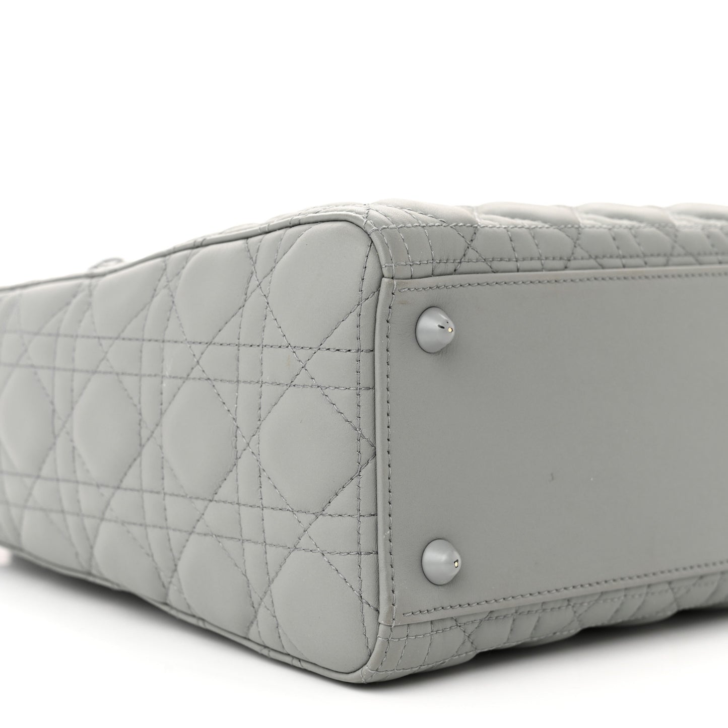 Ultra Matte Calfskin Cannage Large Lady Dior Grey Stone