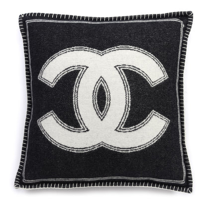 Chanel Merino Wool Cashmere CC Pillow Black White 1 of 3