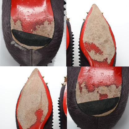 Christian Louboutin Pony Hair Malabar Spiked Flats 37.5 Grey Multi 11 of 11