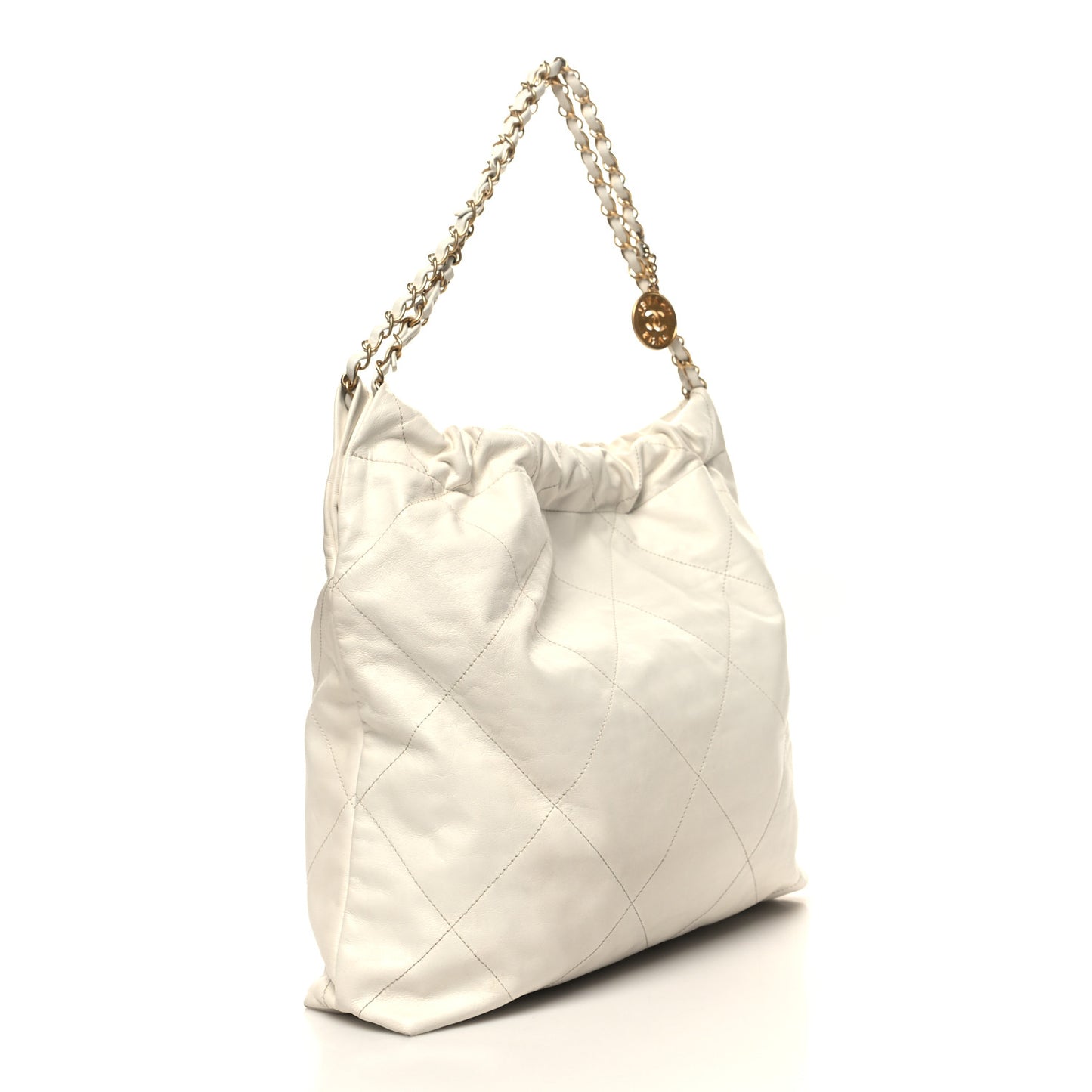 Shiny Calfskin Quilted Chanel 22 White