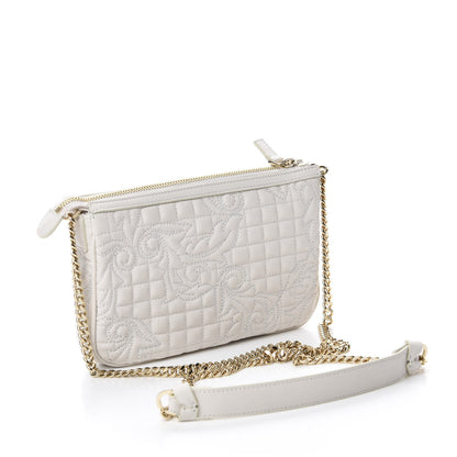Versace Nappa Barocco Quilted Vanitas Chain Crossbody Bag White 3 of 10