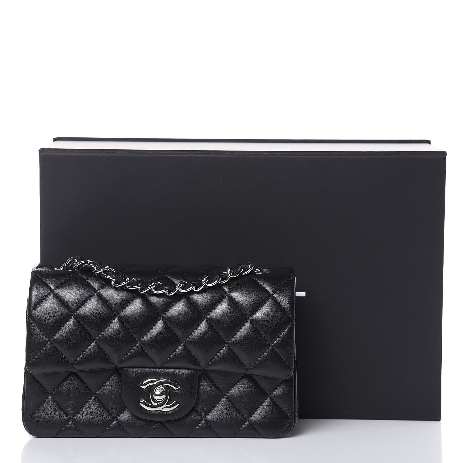 Chanel Lambskin Quilted Mini Rectangular Flap Black 12 of 13