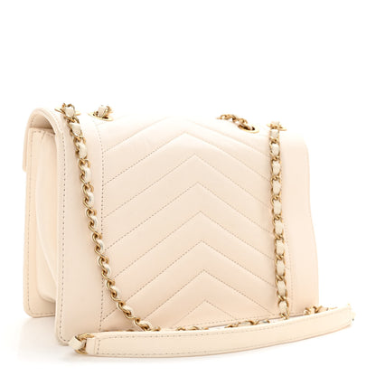 Chanel Lambskin Reversed Chevron Quilted Flap White 3 of 17