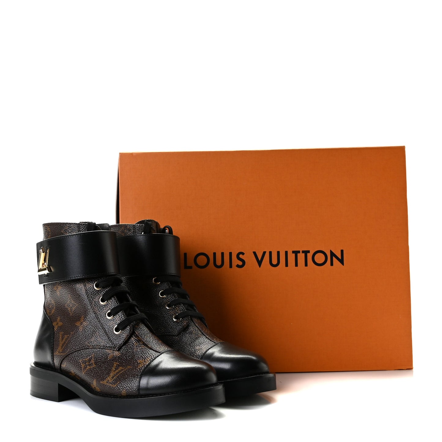 Monogram Calfskin Wonderland Flat Ranger Boots 36 Black
