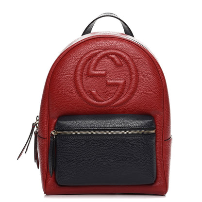 Gucci Pebbled Calfskin Bi-Color Soho Chain Backpack Red Navy 1 of 7