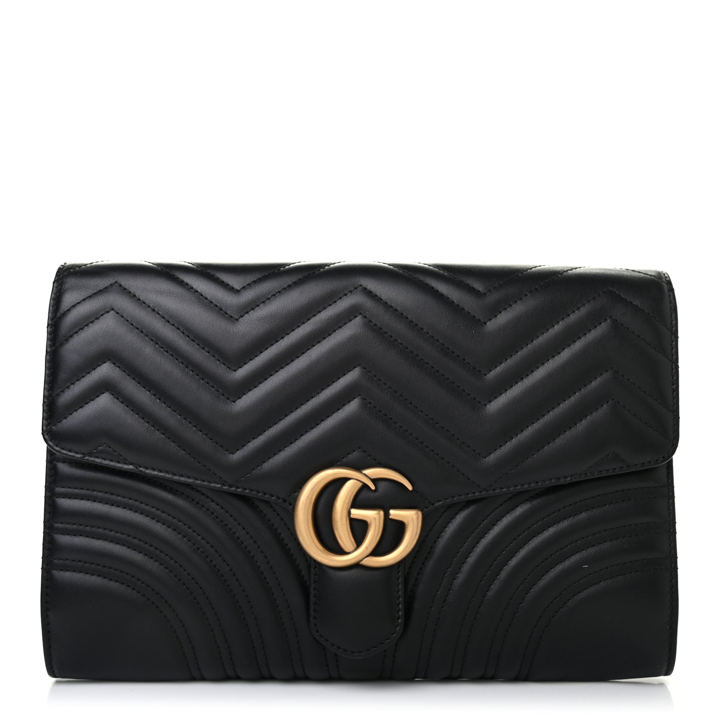 Calfskin Matelasse GG Marmont Clutch Black