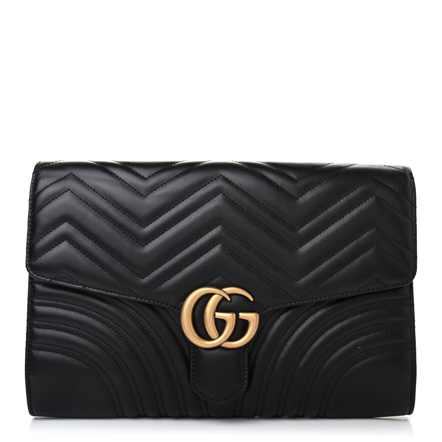 Gucci Calfskin Matelasse GG Marmont Clutch Black 2 of 21