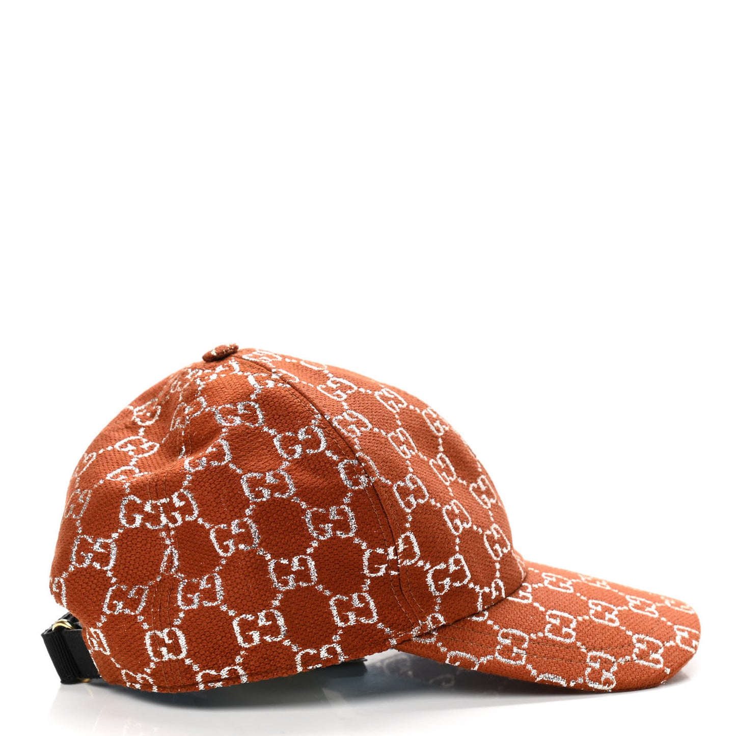 Canvas Lame GG Monogram Rush Baseball Hat M Burnt Orange Silver