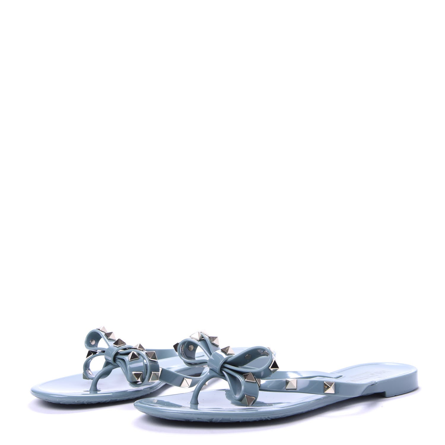 Valentino Garavani PVC Jelly Rockstud Bow Thong Sandals 37 Aqua 3 of 9