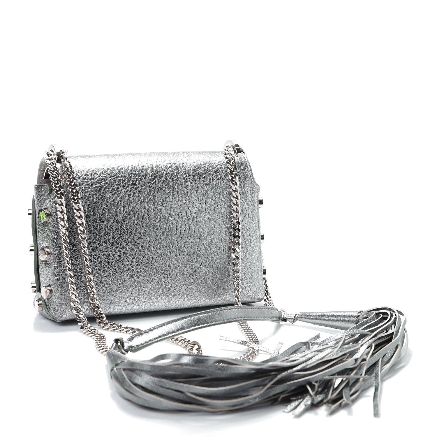 Jimmy Choo Metallic Grainy Calfskin Lockett Petite Shoulder Bag Platinum 3 of 10