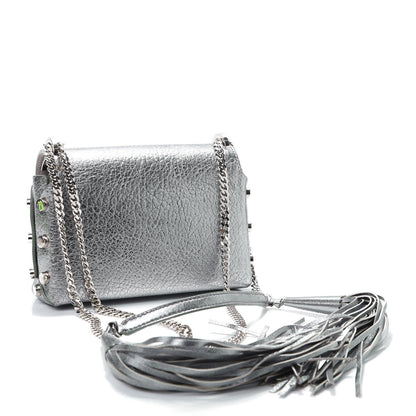 Jimmy Choo Metallic Grainy Calfskin Lockett Petite Shoulder Bag Platinum 3 of 10