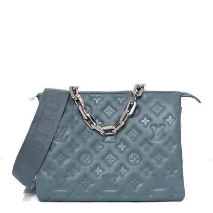 Louis Vuitton Lambskin Embossed Monogram Coussin PM Blue Glacier 1 of 9