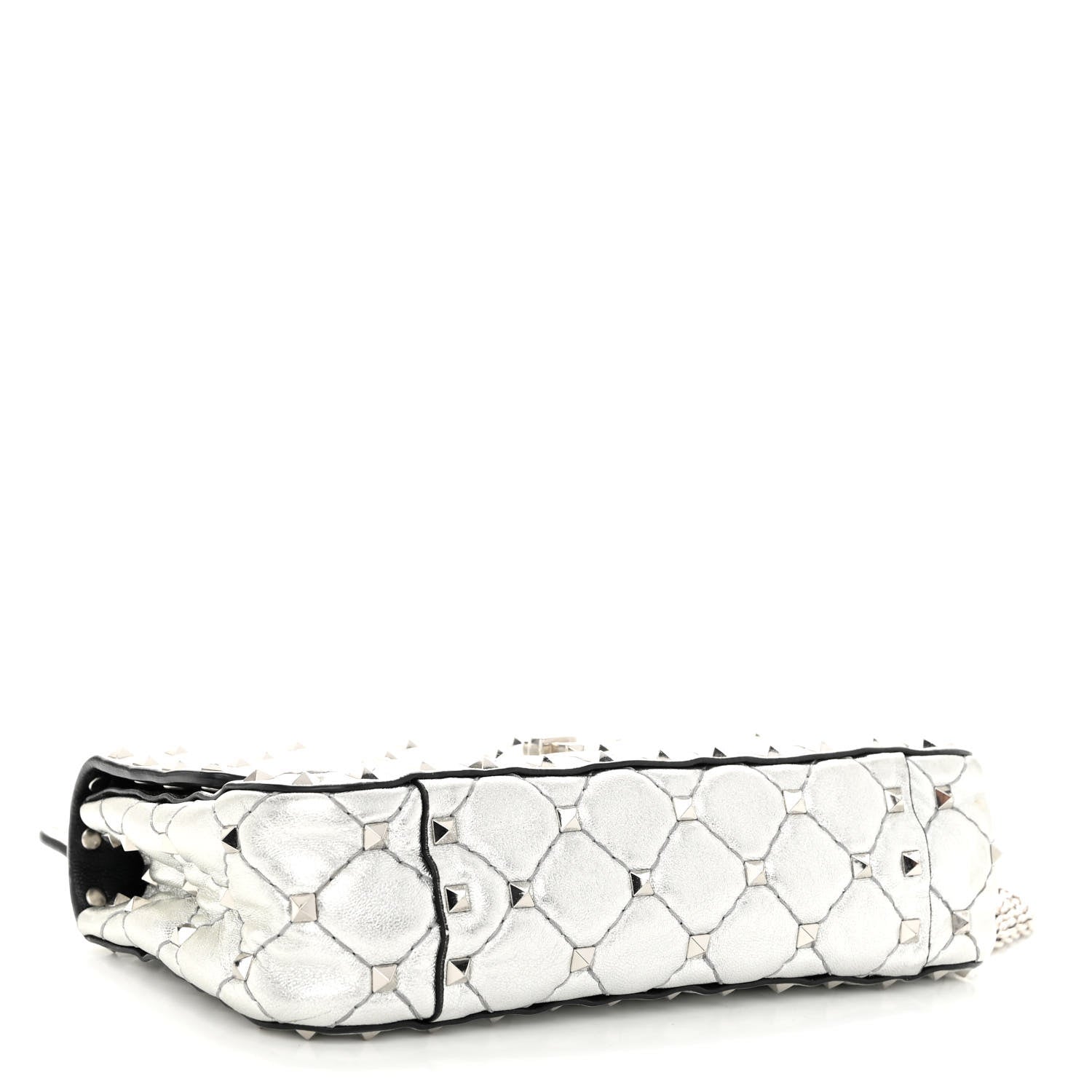 Valentino Garavani Metallic Nappa Small Rockstud Spike Shoulder Bag Silver 4 of 10