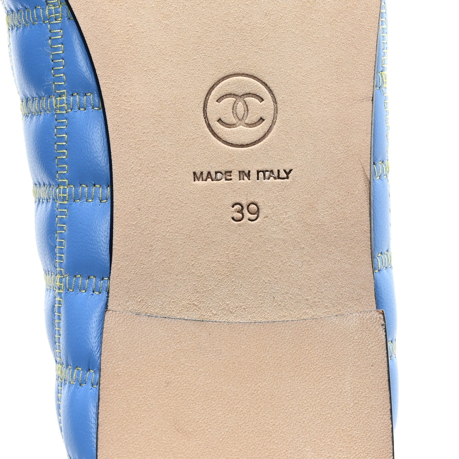 Chanel Lambskin Embroidered Grosgrain Cap Toe CC Ballerina Flats 39 Blue Yellow Black 7 of 9