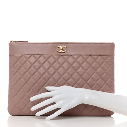 Chanel Sheepskin Quilted Large Vintage Mademoiselle Cosmetic Case Light Pink 2 of 8