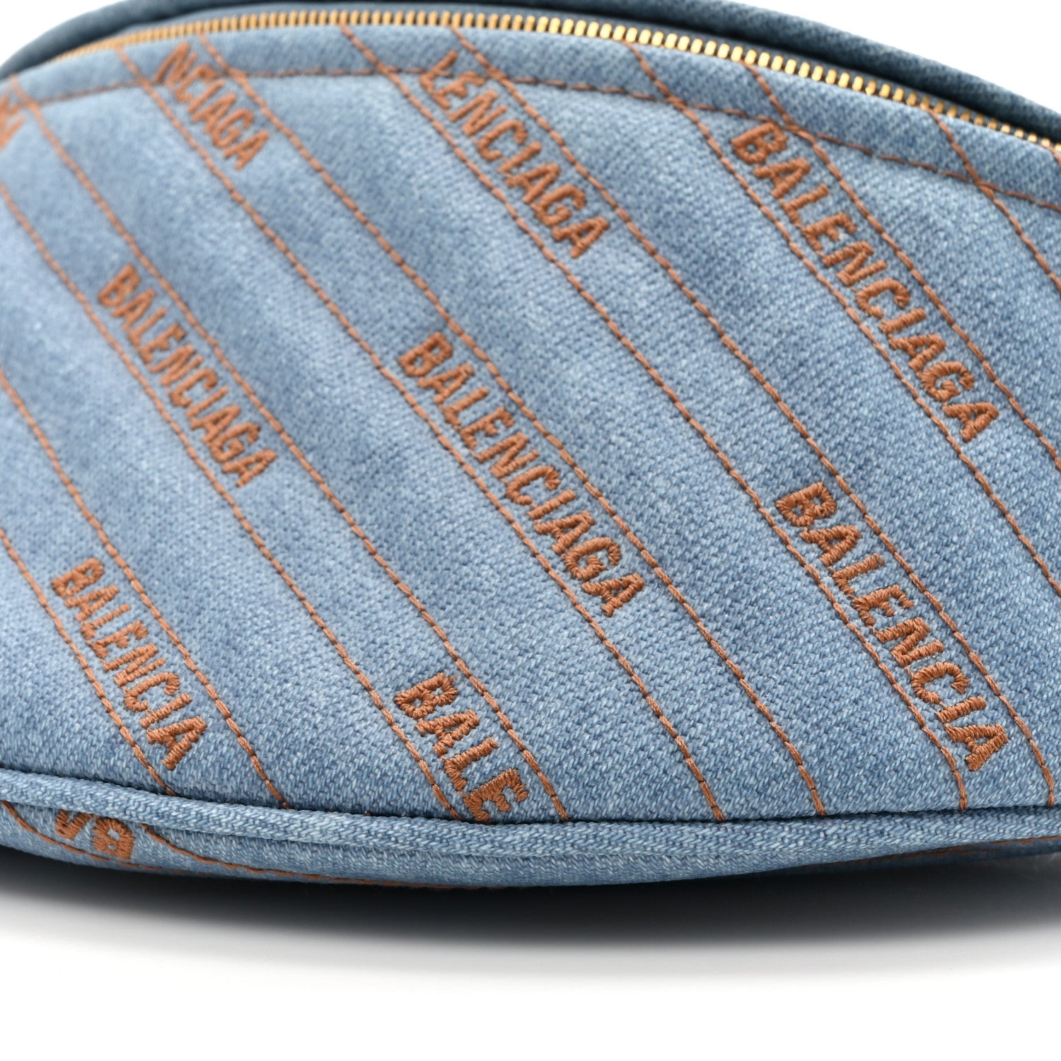 Balenciaga Denim Diagonal Allover Logo XS Souvenir Belt Bag 10 of 11