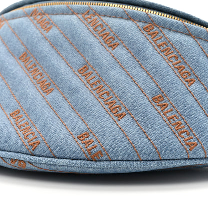 Balenciaga Denim Diagonal Allover Logo XS Souvenir Belt Bag 10 of 11