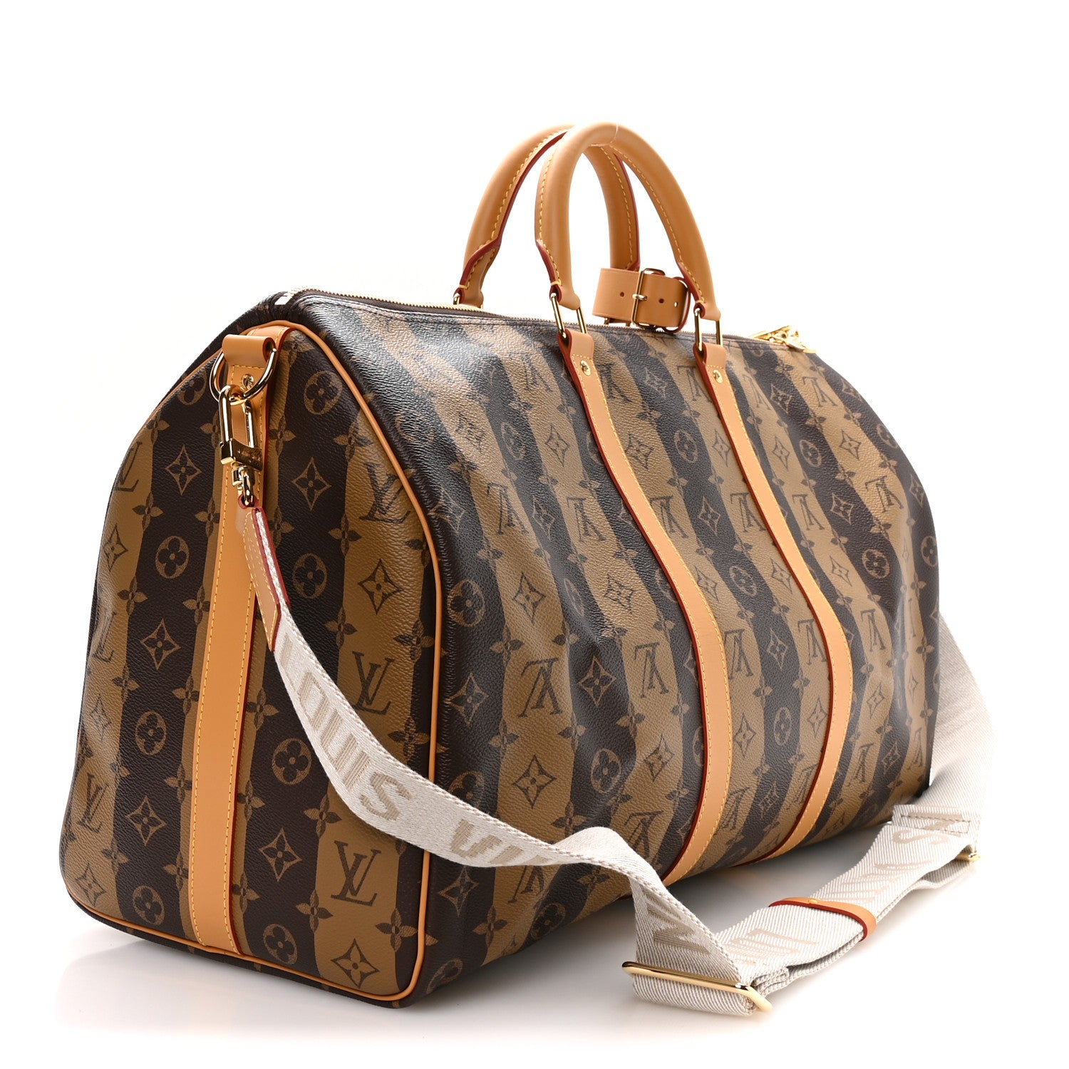 Louis Vuitton X NIGO Reverse Monogram Stripe Keepall Bandouliere 50 Brown 2 of 8
