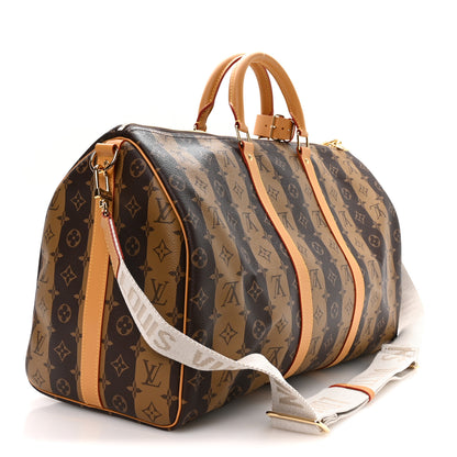 Louis Vuitton X NIGO Reverse Monogram Stripe Keepall Bandouliere 50 Brown 2 of 8