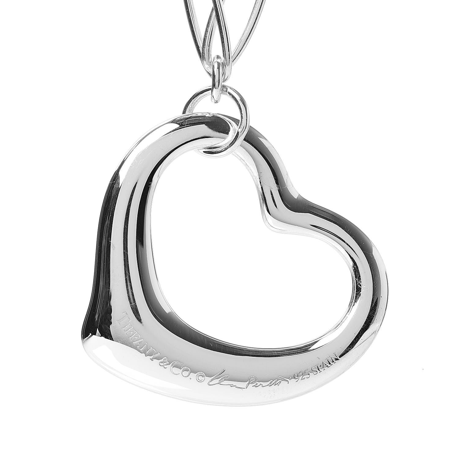 Tiffany Sterling Silver 35mm Elsa Peretti Open Heart Link Pendant Necklace 4 of 5