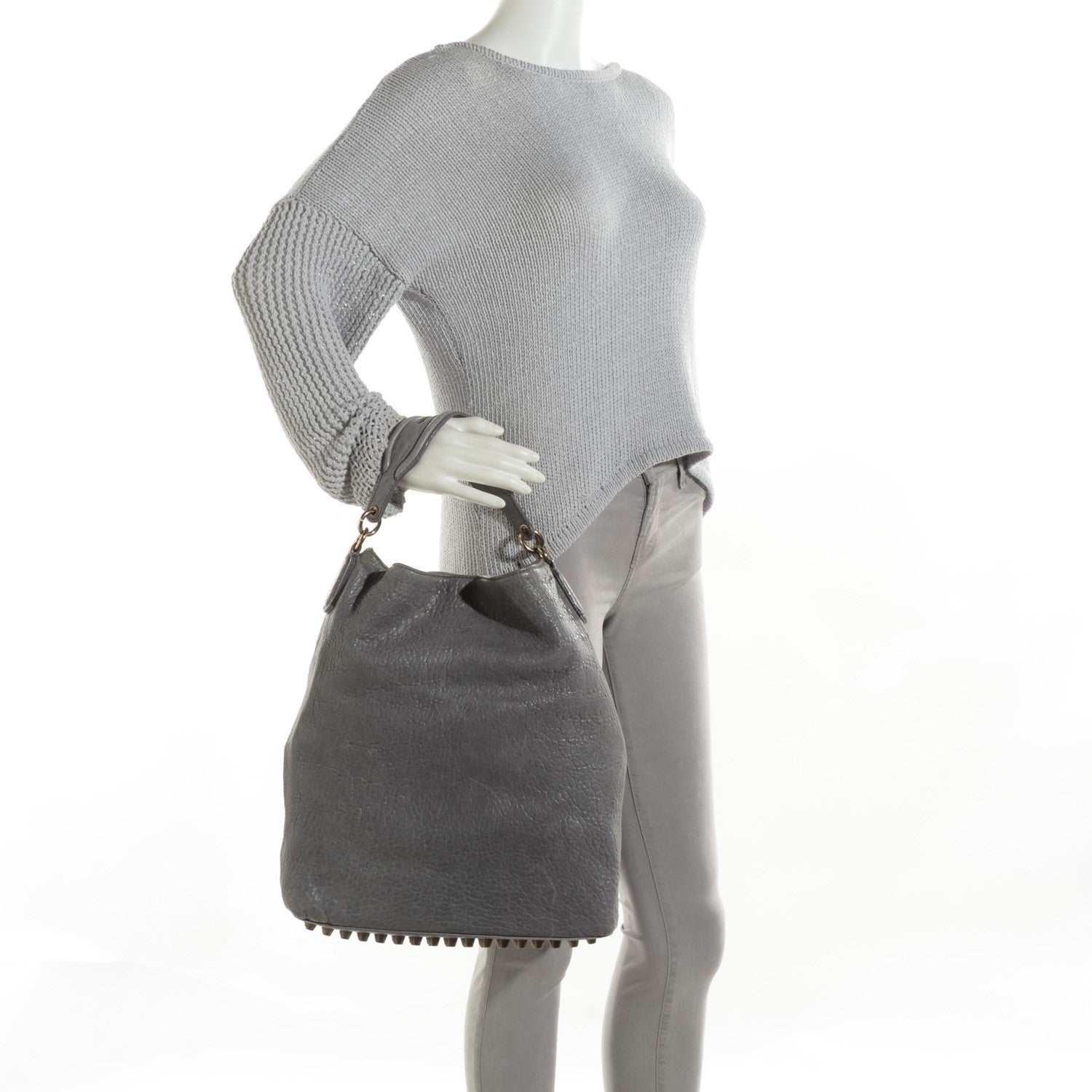 Alexander Wang Pebbled Lambskin Darcy Hobo Grigio 2 of 7