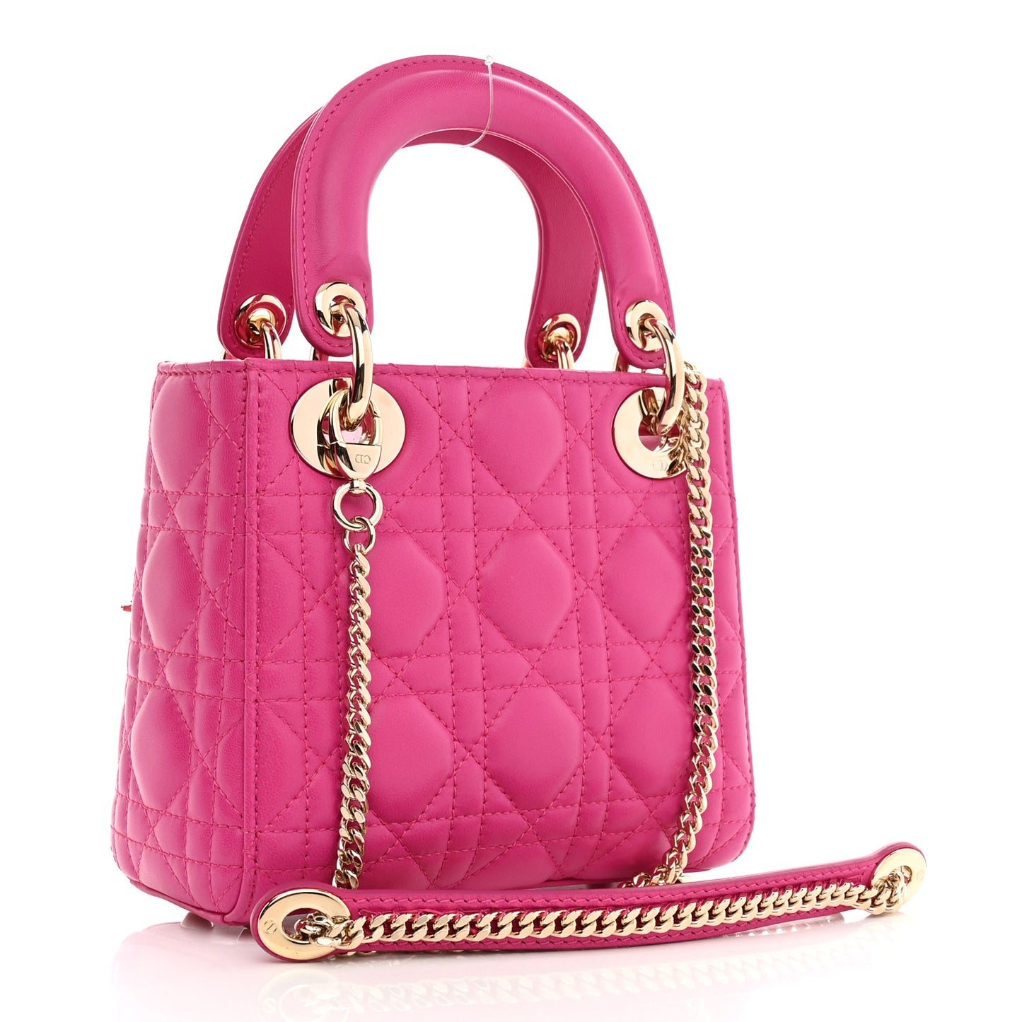 Lambskin Cannage Mini Lady Dior Fuchsia