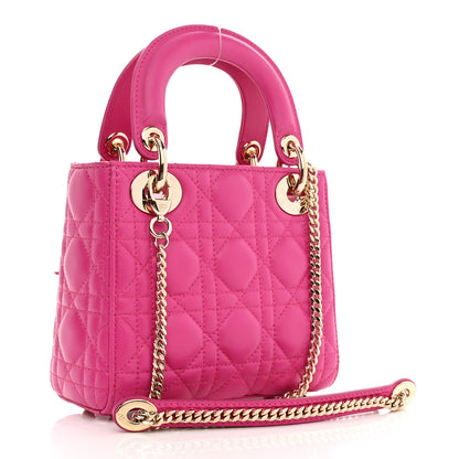 Christian Dior Lambskin Cannage Mini Lady Dior Fuchsia 3 of 8