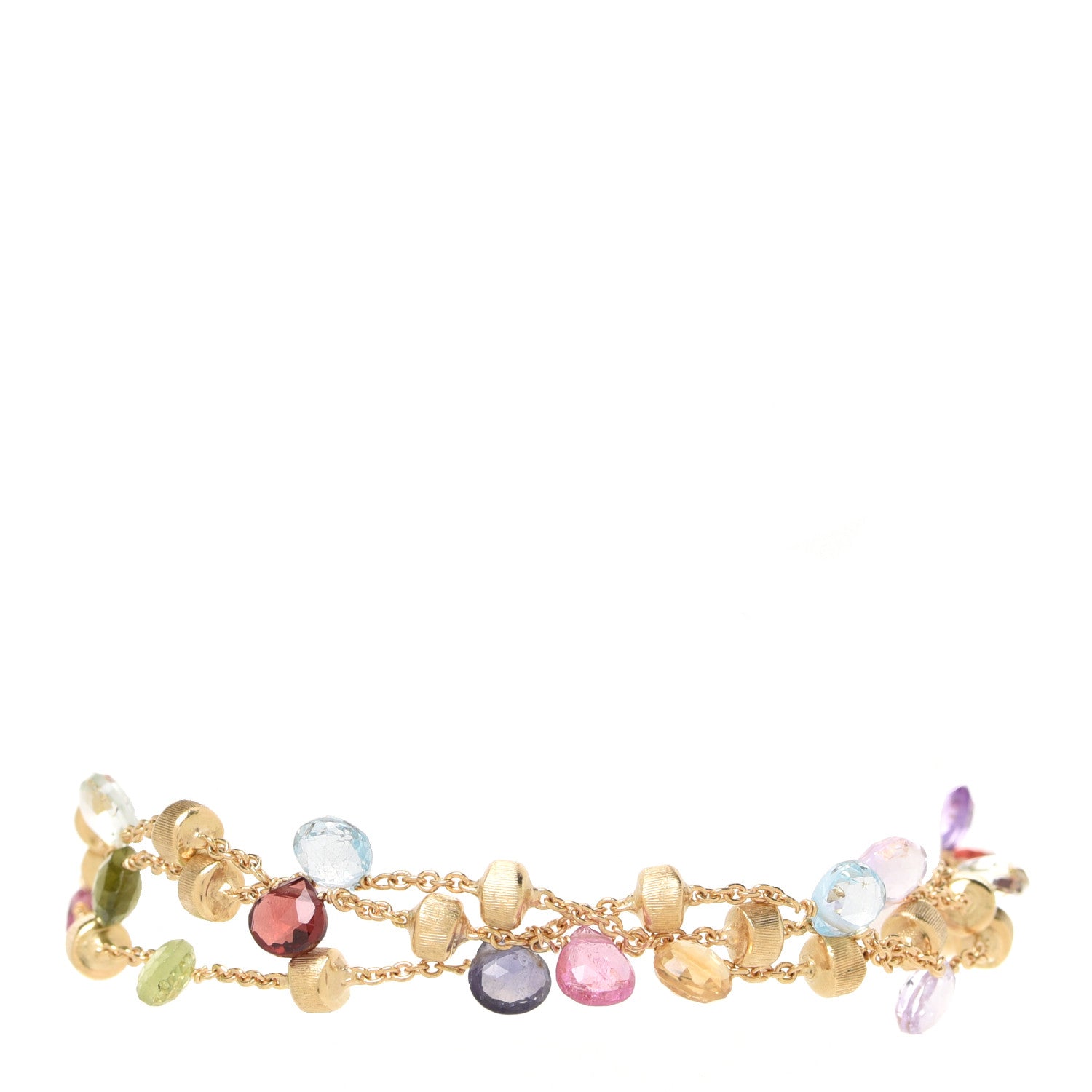 Marco Bicego 18K Yellow Gold Multi Gemstone Paradise Triple Strand Bracelet 1 of 3