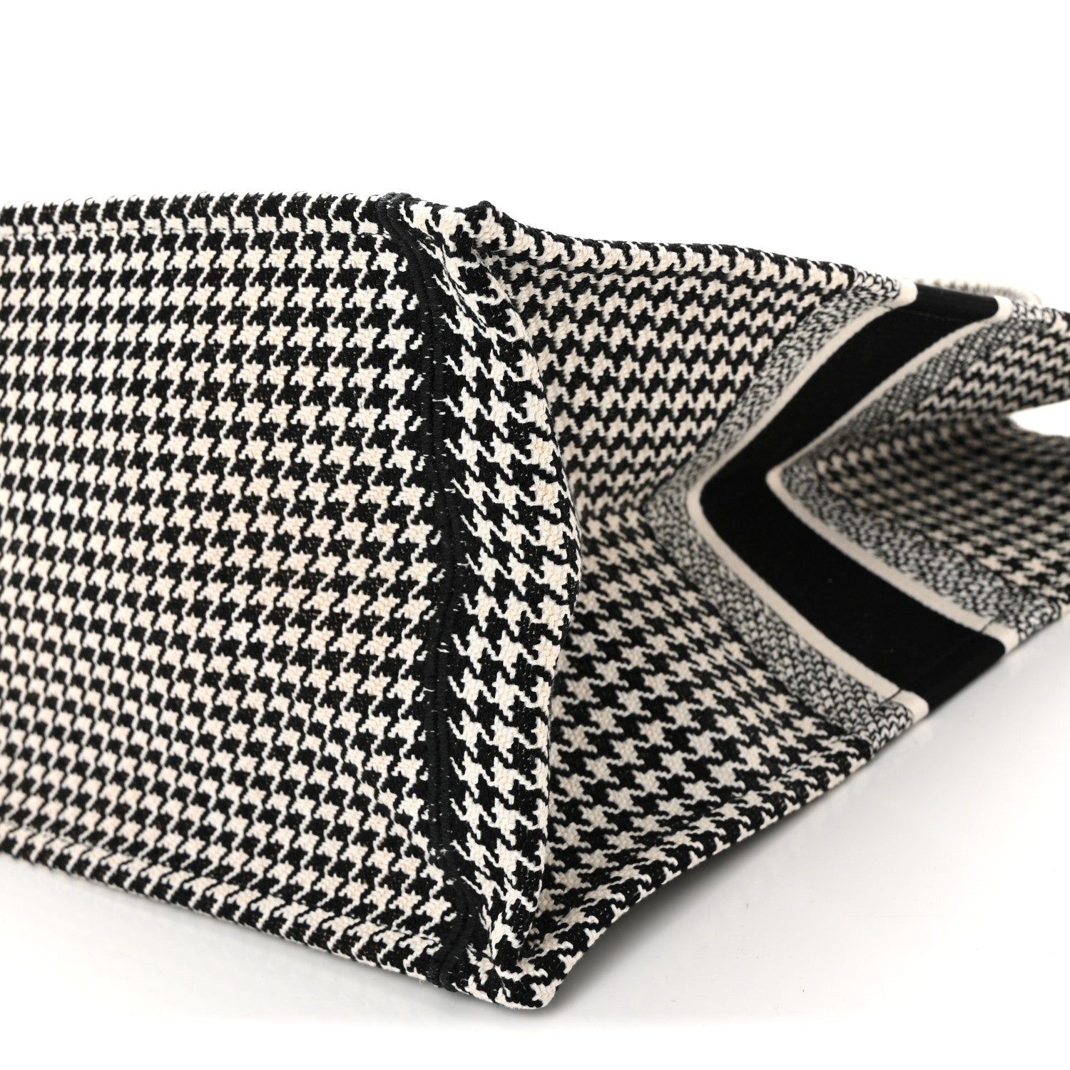 Christian Dior Canvas Houndstooth Embroidered Large Book Tote
