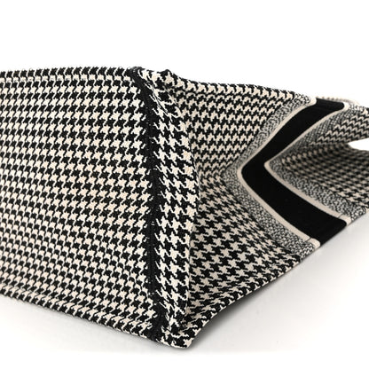 Christian Dior Canvas Houndstooth Embroidered Large Book Tote Black White 10 of 12