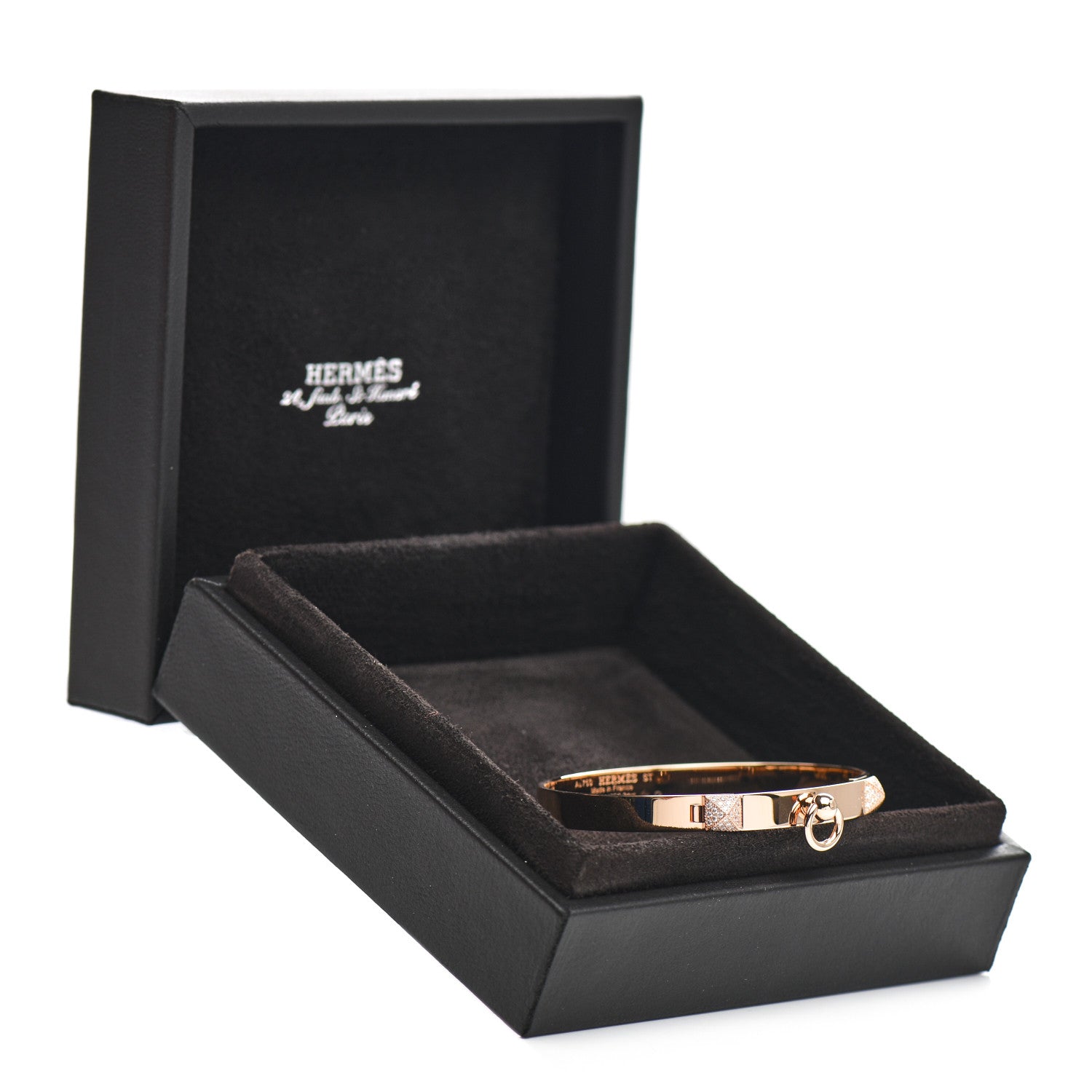 Hermes 18K Rose Gold Diamond PM Collier De Chien Bracelet ST 4 of 4