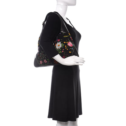 Gucci Canvas Floral Flora Medium Jackie O Bouvier Hobo Black 2 of 12