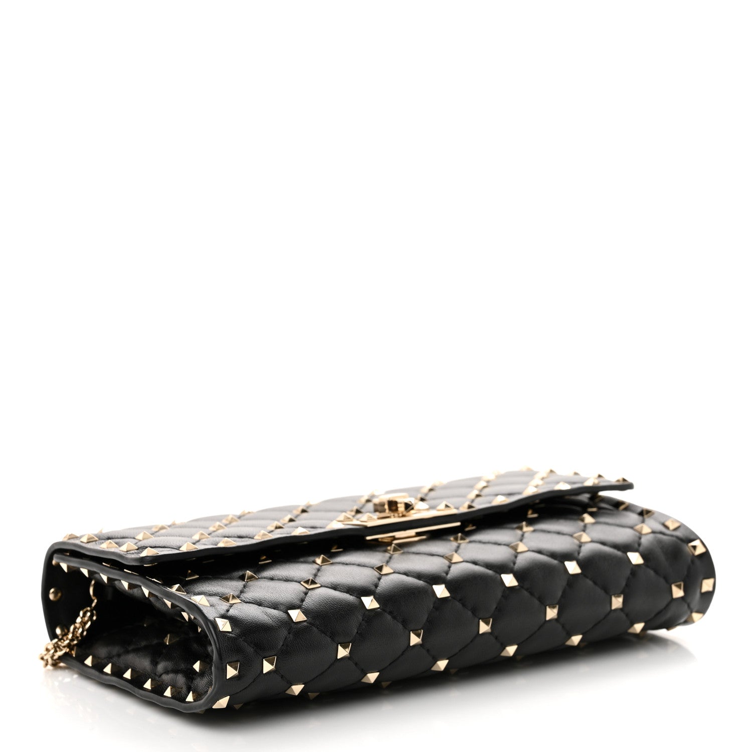 Valentino Garavani Lambskin Rockstud Spike Wallet on Chain Black 4 of 10