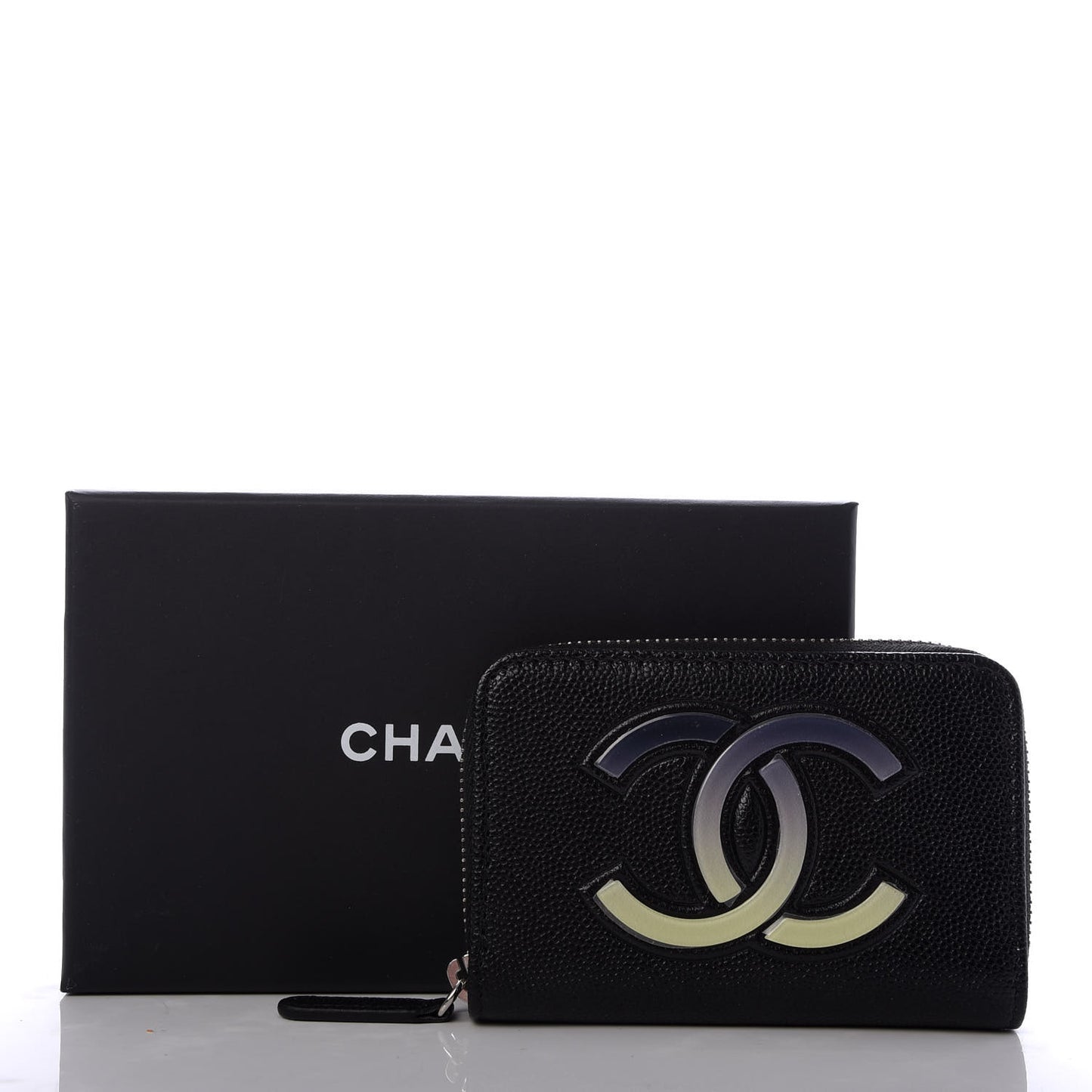 Caviar CC Small Zip Around Coin Purse Black Blue Green