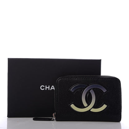 Chanel Caviar CC Small Zip Around Coin Purse Black Blue Green 8 of 8