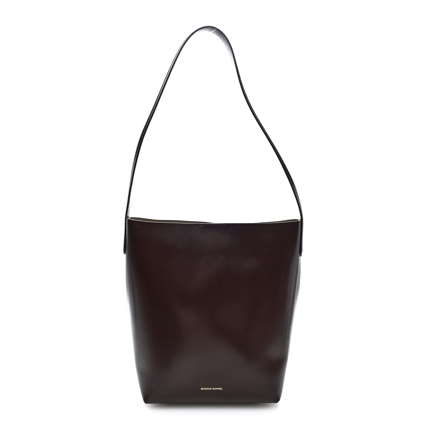 Mansur Gavriel Shiny Smooth Calfskin Small Everyday Cabas Brown 1 of 9