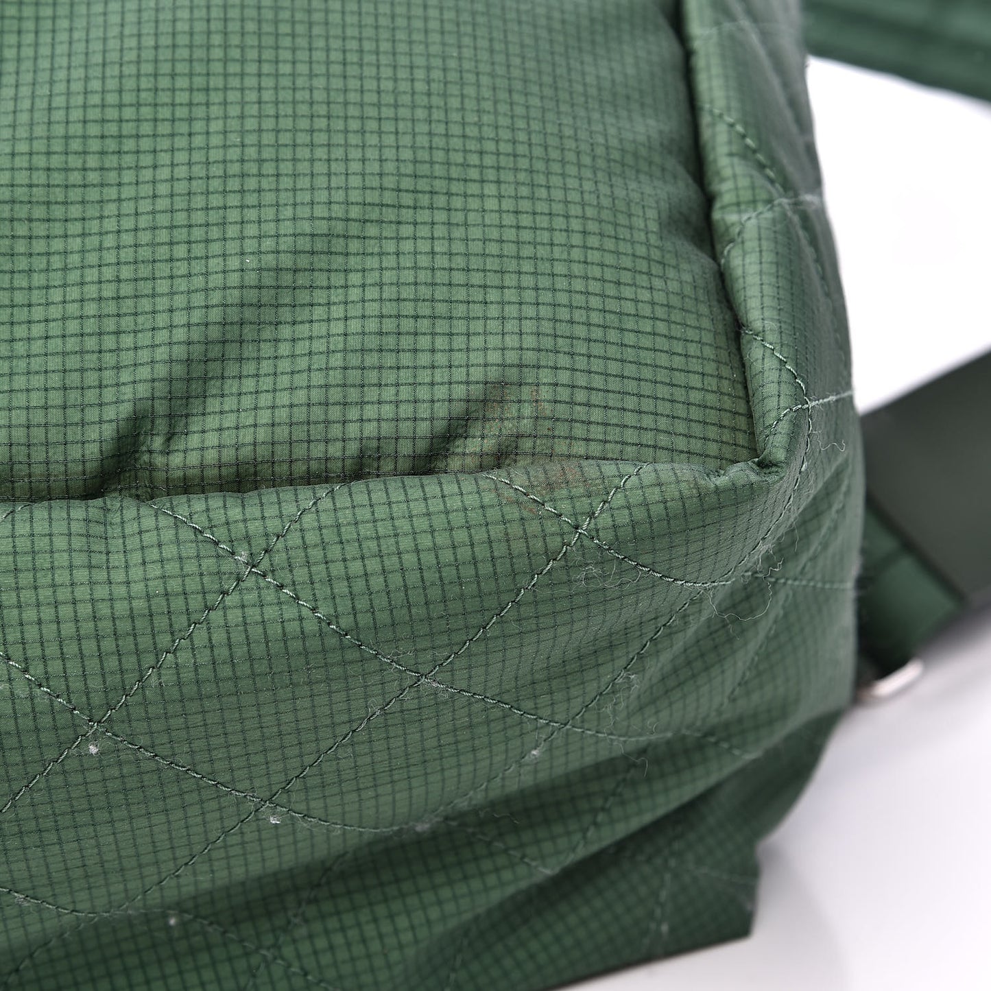 Nylon Quilted CC Backpack Green White