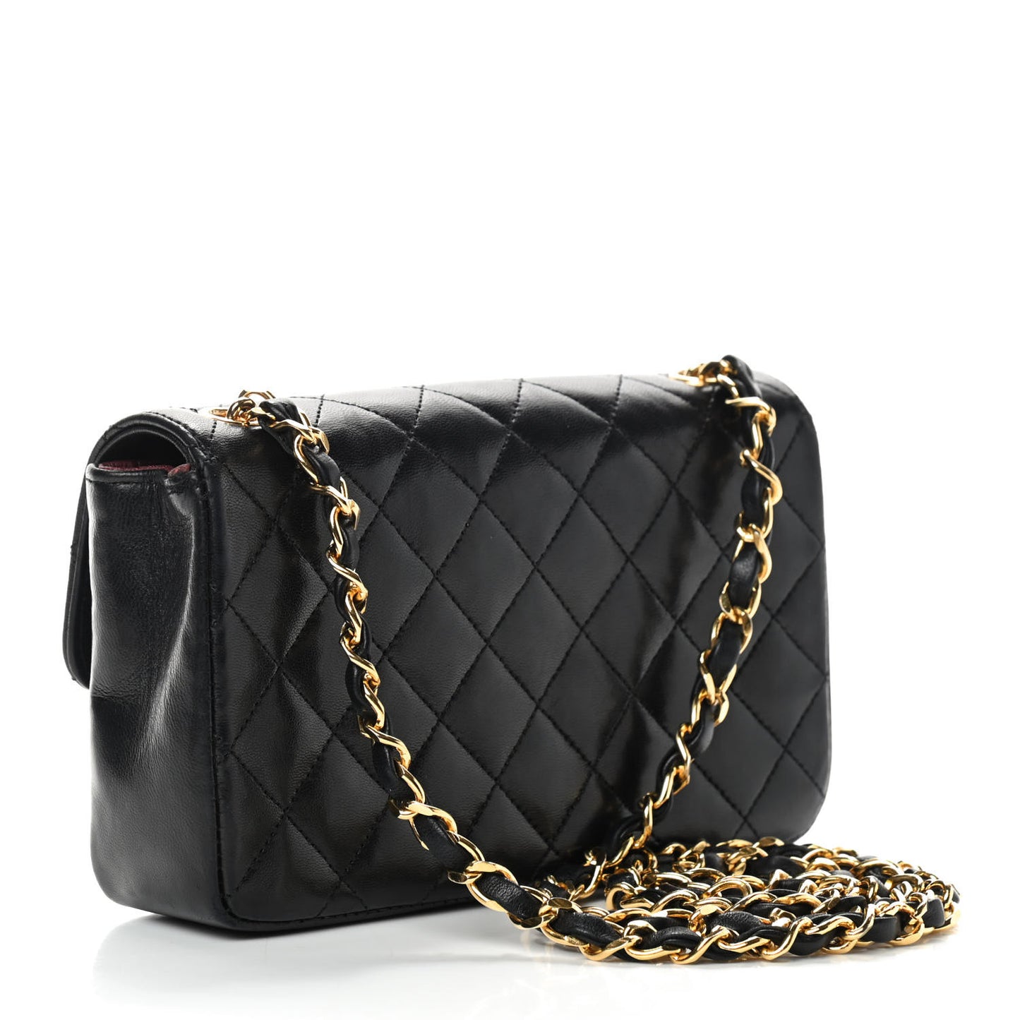 Lambskin Quilted Mini Rectangular Flap Black