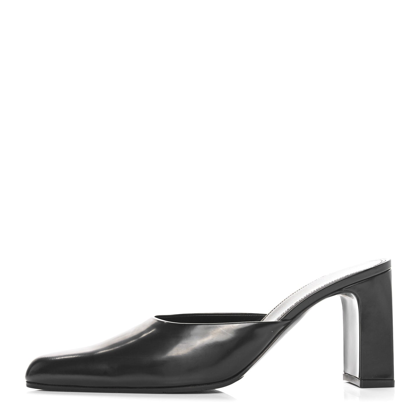 Patinated Calfskin Mule Pumps 38.5 Black