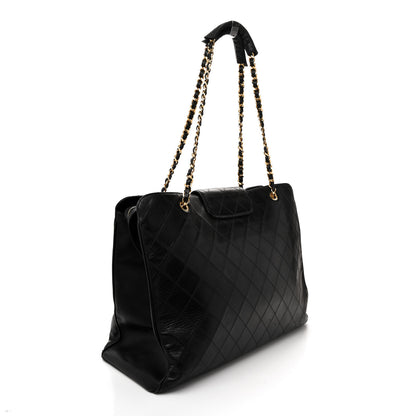 Chanel Calfskin Stitched XL Weekender Black 3 of 15