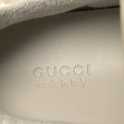 Gucci Calfskin Lame GG Monogram Web Womens Screener Sneakers 39 Gardenia Silver Dusty Milk White 9 of 14