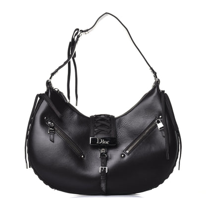 Christian Dior Calfskin Admit It Lace Up Hobo Black 1 of 8