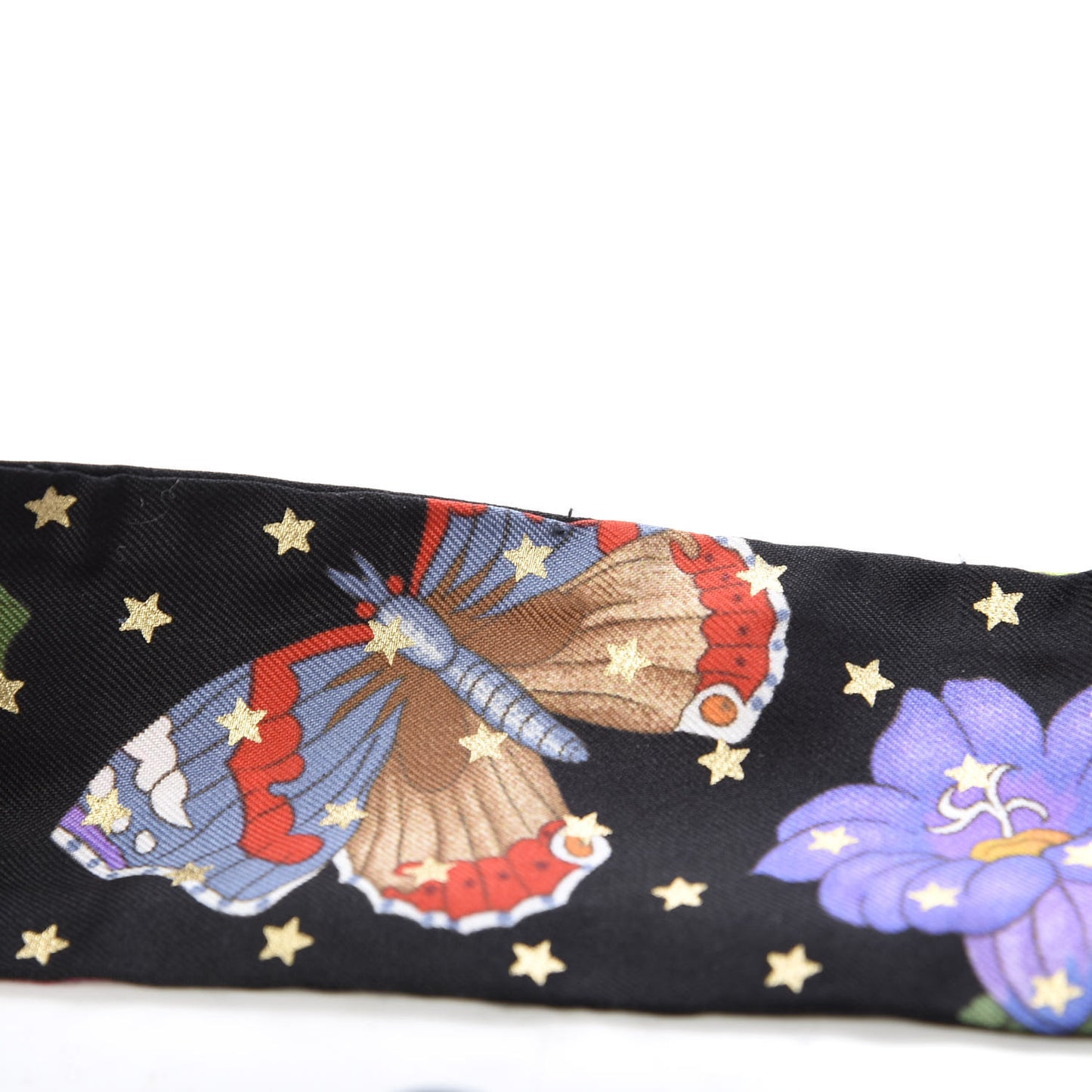 Silk Twill Goldy Neck Bow Scarf Black