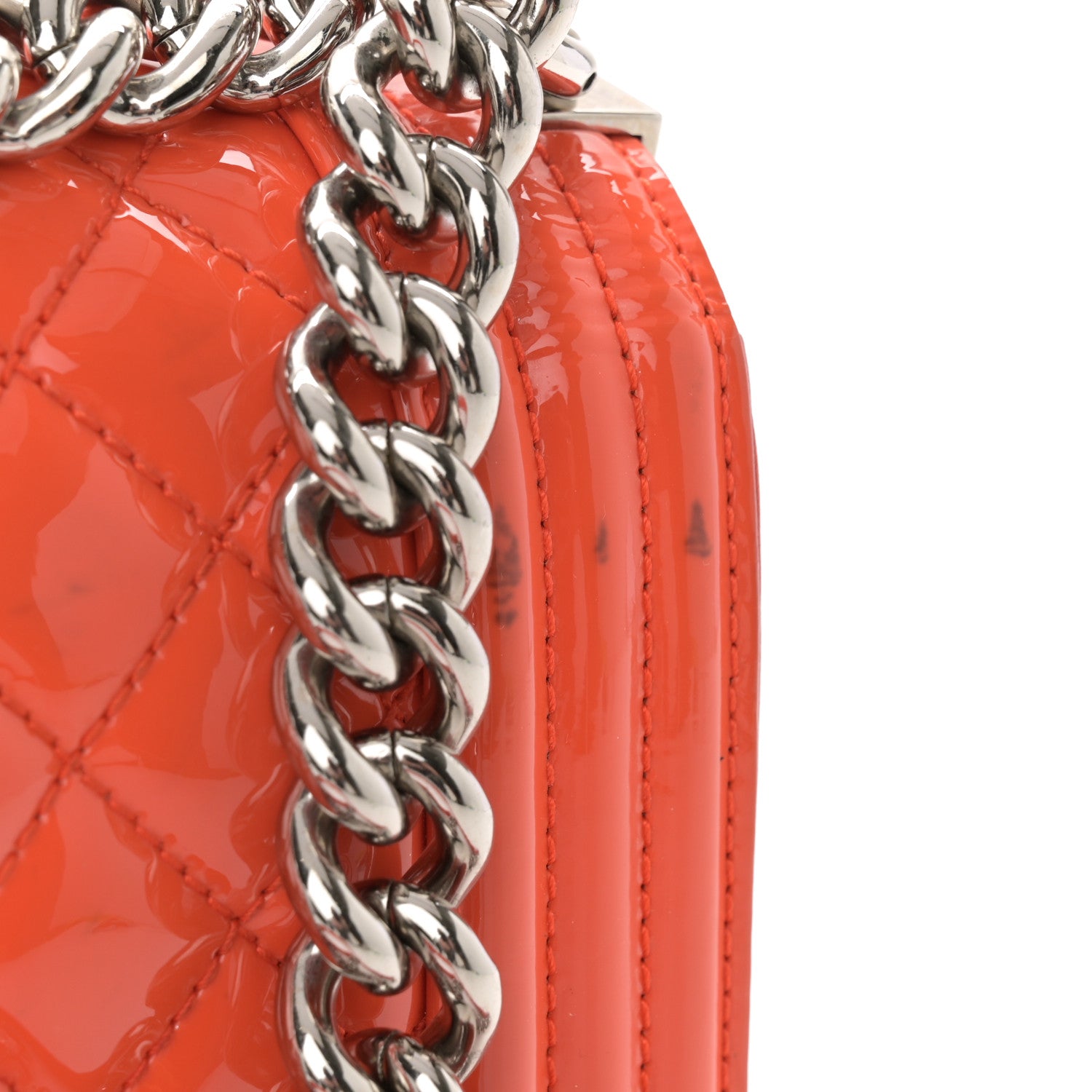 Chanel Patent Calfskin Quilted Small Plexiglass Boy Flap Orange 14 of 14