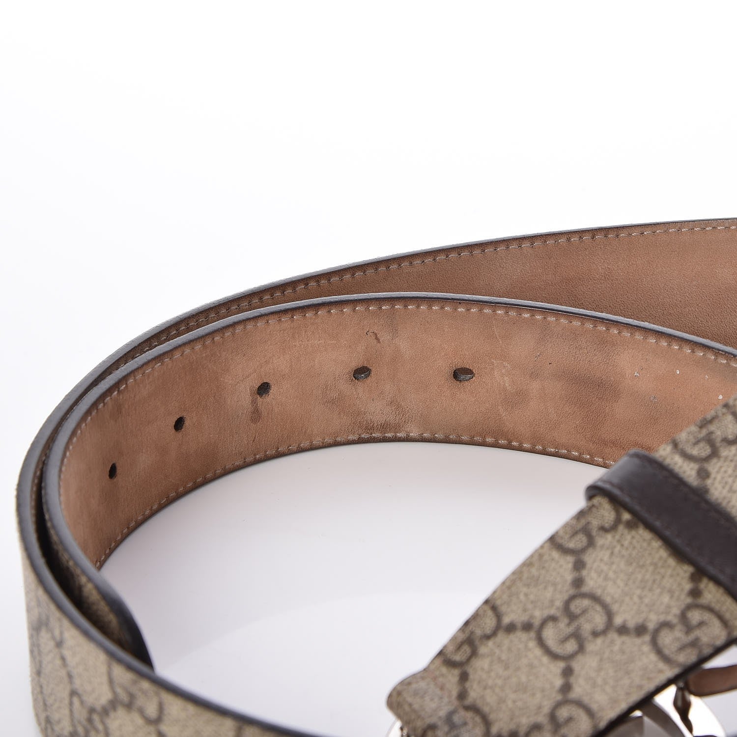 Gucci GG Supreme Monogram Selleria Calfskin Interlocking G 40mm Belt 100 40 Beige Ebony Cocoa 7 of 7