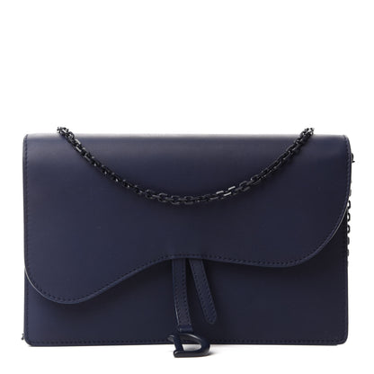 Christian Dior Ultra Matte Saddle Chain Pouch Blue 1 of 10