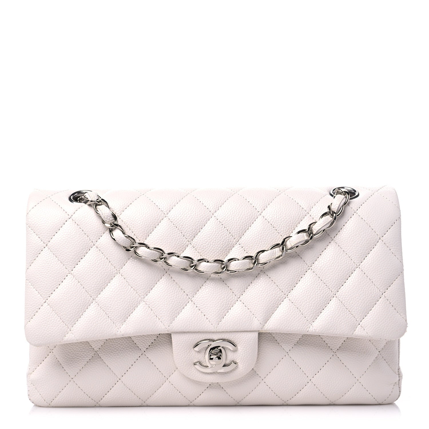 Chanel Caviar Quilted Medium Double Flap White 1 of 9