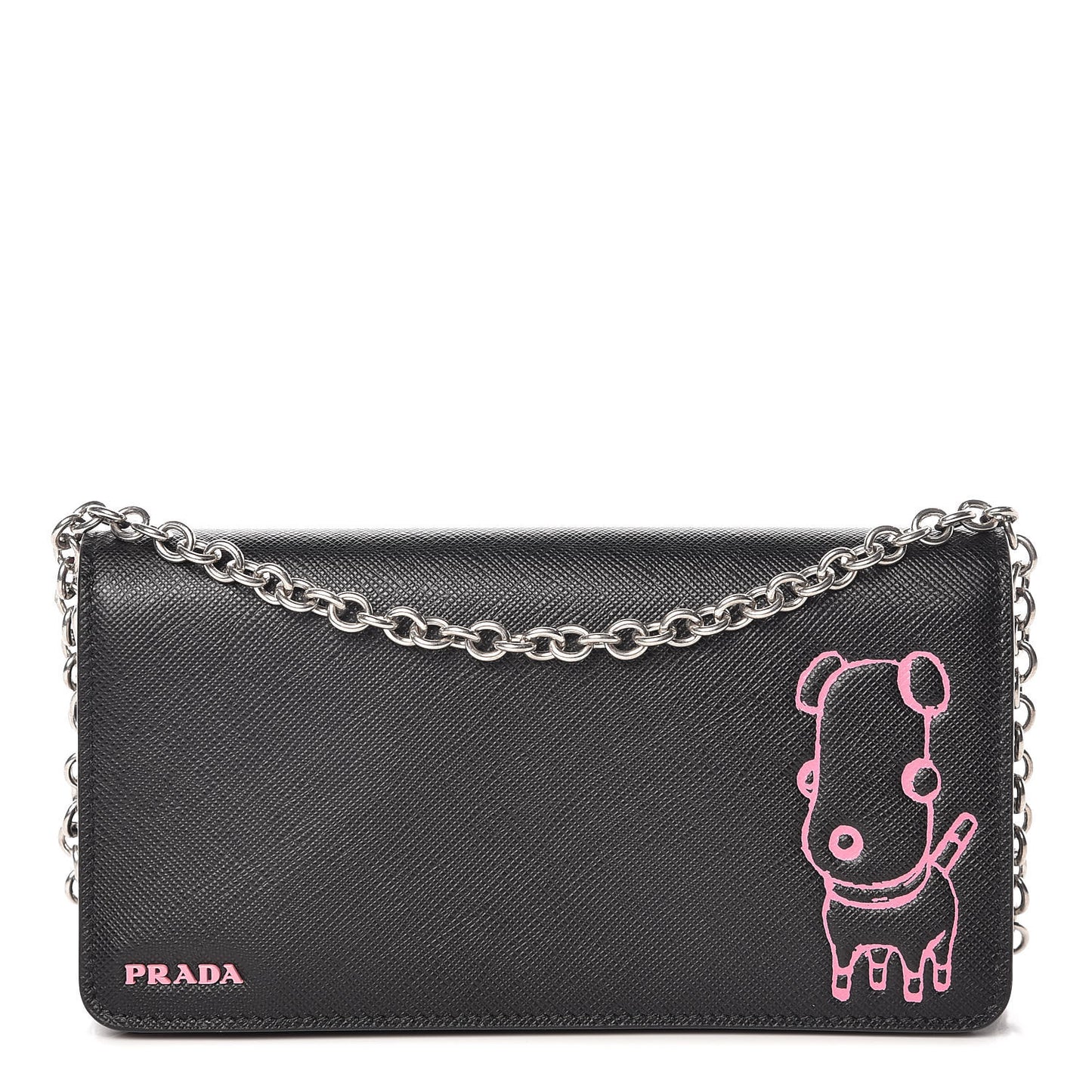 Saffiano Pradamalia Mini Chain Bag Black Begonia